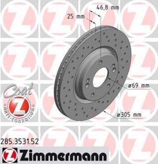 Вентильований гальмівний диск otto Zimmermann GmbH 285.3531.52