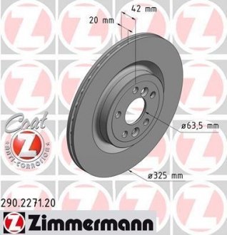 Вентильований гальмівний диск otto Zimmermann GmbH 290.2271.20
