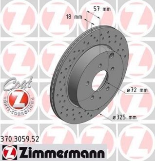 Вентильований гальмівний диск otto Zimmermann GmbH 370.3059.52