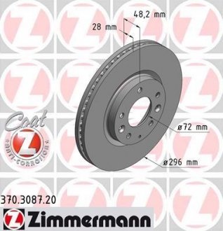 Вентильований гальмівний диск otto Zimmermann GmbH 370.3087.20