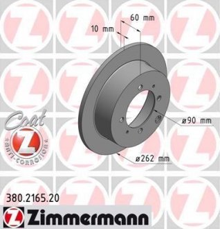 Задній гальмівний (тормозний) диск otto Zimmermann GmbH 380.2165.20