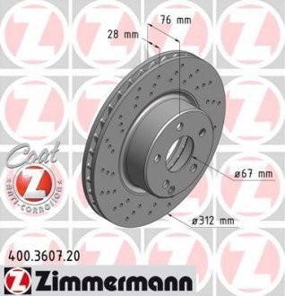 Вентильований гальмівний диск otto Zimmermann GmbH 400.3607.20