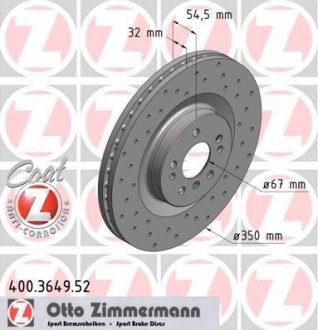 Вентильований гальмівний диск otto Zimmermann GmbH 400.3649.52