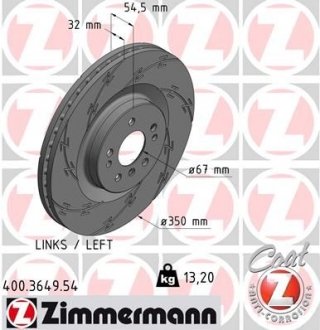Вентилируемый тормозной диск otto Zimmermann GmbH 400.3649.54