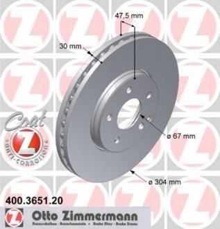 Вентилируемый тормозной диск otto Zimmermann GmbH 400.3651.20