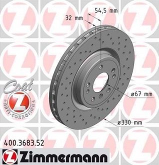 Вентильований гальмівний диск otto Zimmermann GmbH 400.3683.52