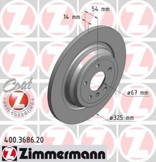 Задній гальмівний (тормозний) диск otto Zimmermann GmbH 400.3686.20
