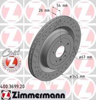 Вентилируемый тормозной диск otto Zimmermann GmbH 400.3699.20