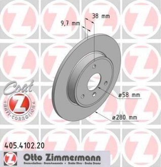 Передній гальмівний (тормозний) диск otto Zimmermann GmbH 405.4102.20