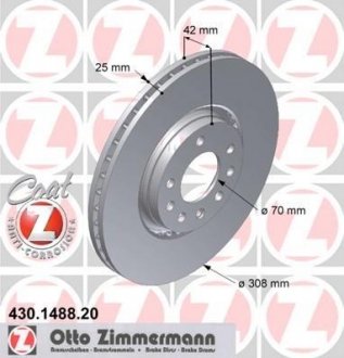 Вентильований гальмівний диск otto Zimmermann GmbH 430.1488.20