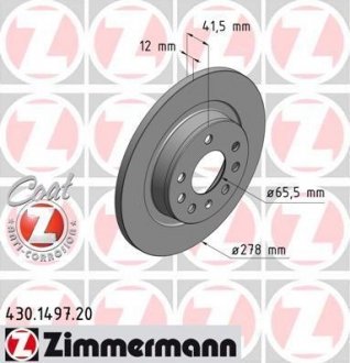 Задний тормозной диск otto Zimmermann GmbH 430.1497.20