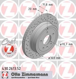 Вентильований гальмівний диск otto Zimmermann GmbH 430.2613.52