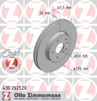 Вентильований гальмівний диск otto Zimmermann GmbH 430.2621.20