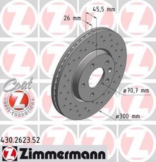 Вентилируемый тормозной диск otto Zimmermann GmbH 430.2623.52