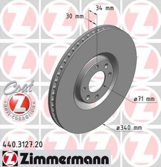 Вентильований гальмівний диск otto Zimmermann GmbH 440.3127.20