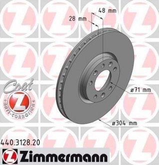 Вентильований гальмівний диск otto Zimmermann GmbH 440.3128.20