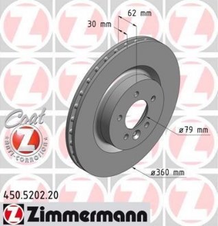 Вентилируемый тормозной диск otto Zimmermann GmbH 450.5202.20