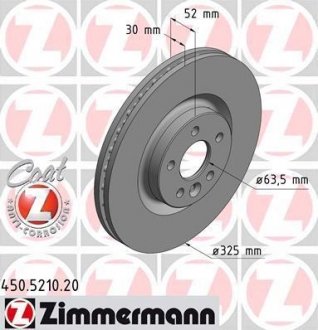 Вентильований гальмівний диск otto Zimmermann GmbH 450.5210.20