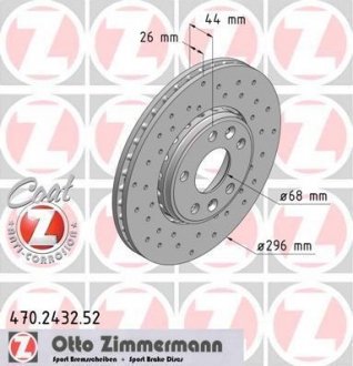 Вентильований гальмівний диск otto Zimmermann GmbH 470.2432.52