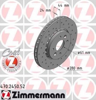 Вентильований гальмівний диск otto Zimmermann GmbH 470.2450.52