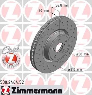 Вентильований гальмівний диск otto Zimmermann GmbH 530.2464.52