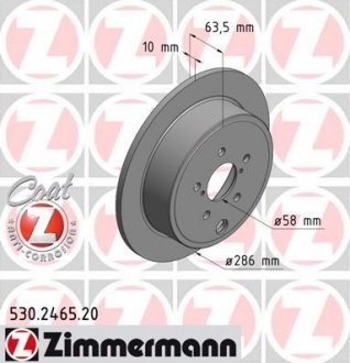 Задній гальмівний (тормозний) диск otto Zimmermann GmbH 530.2465.20