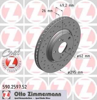 Вентильований гальмівний диск otto Zimmermann GmbH 590.2597.52