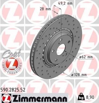 Вентилируемый тормозной диск otto Zimmermann GmbH 590.2825.52