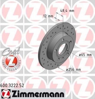 Тормозной диск otto Zimmermann GmbH 600.3222.52
