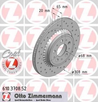 Вентильований гальмівний диск otto Zimmermann GmbH 610.3708.52