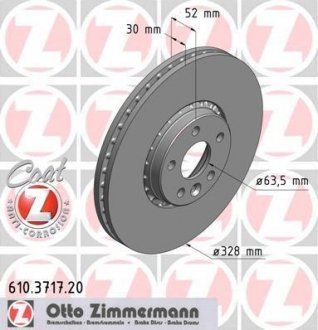 Вентильований гальмівний диск otto Zimmermann GmbH 610.3717.20