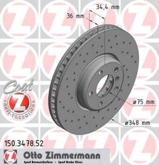 Гальмівний диск otto Zimmermann GmbH 150.3478.52