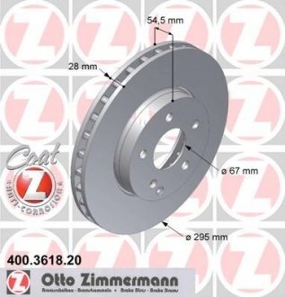 Вентильований гальмівний диск otto Zimmermann GmbH 400361820