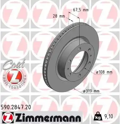 Вентилируемый тормозной диск otto zimmermann gmbh 590284720