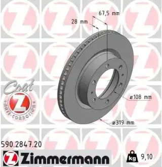 Вентилируемый тормозной диск otto zimmermann gmbh 590284720