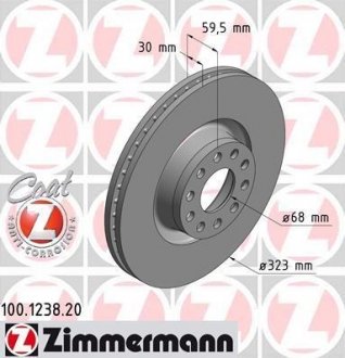 Вентилируемый тормозной диск otto Zimmermann GmbH 100.1238.20