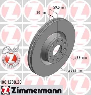 Вентильований гальмівний диск otto Zimmermann GmbH 100.1238.20