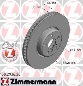 Вентильований гальмівний диск otto Zimmermann GmbH 150.2936.20