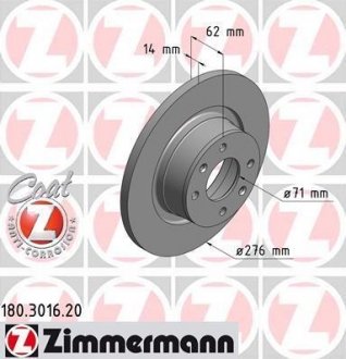 Тормозной диск otto Zimmermann GmbH 180.3016.20