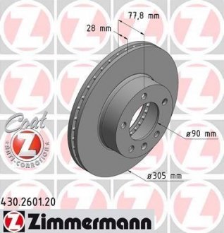 Вентильований гальмівний диск otto Zimmermann GmbH 430.2601.20