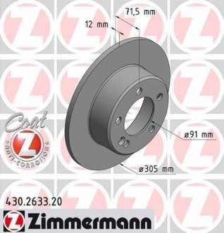 Тормозной диск otto Zimmermann GmbH 430.2633.20