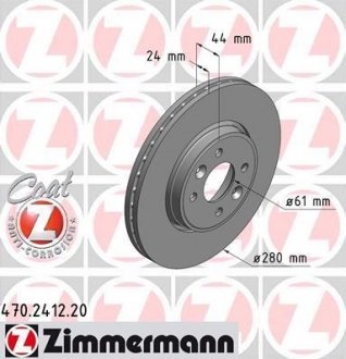 Вентильований гальмівний диск otto Zimmermann GmbH 470.2412.20