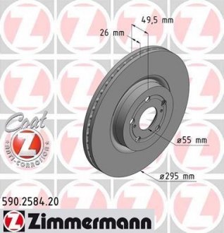 Вентилируемый тормозной диск otto Zimmermann GmbH 590.2584.20