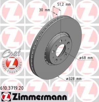 Вентильований гальмівний диск otto Zimmermann GmbH 610371920