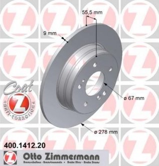 Задній гальмівний (тормозний) диск otto Zimmermann GmbH 400141220