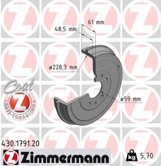 Гальмiвнi барабани otto Zimmermann GmbH 430179120 на Фиат Добло