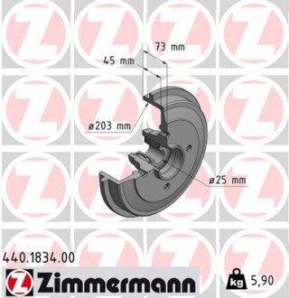 Гальмiвнi барабани з пiдшипником переднi otto Zimmermann GmbH 440183400 на Пежо 206