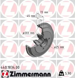 Гальмiвнi барабани з пiдшипником переднi otto zimmermann gmbh 440183400