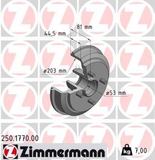 Гальмiвнi барабани заднi otto Zimmermann GmbH 250177000 на Форд Фьюжн