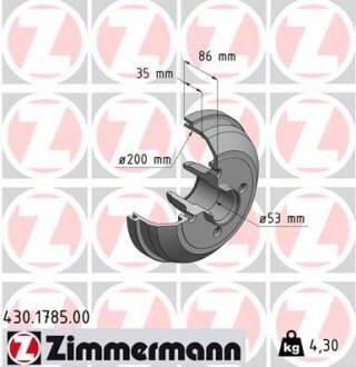 Гальмiвнi барабани заднi otto Zimmermann GmbH 430178500